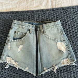 Carmar Blue Jean Skirt Distressed High-Waisted